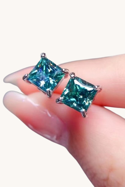 Square Moissanite Stud Earrings