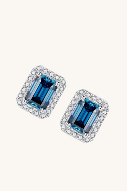 Indigo Moissanite Stud Earrings