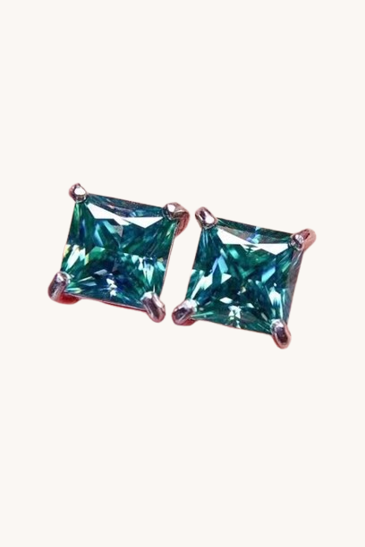 Square Moissanite Stud Earrings