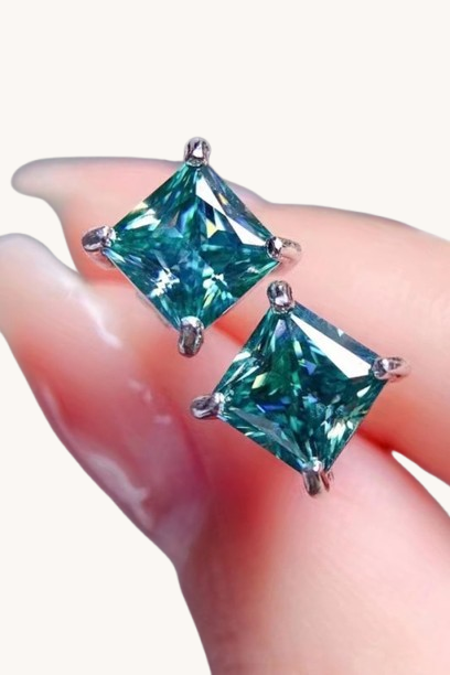 Square Moissanite Stud Earrings
